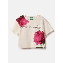 United Colors of Benetton Girls Typography Printed Round Neck Pure Cotton T-shirt-picture-49