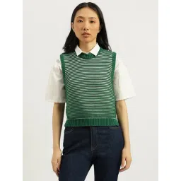 United Colors Of Benetton Green Pure Cotton Striped Sweater-picture-11