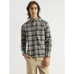 United Colors Of Benetton Grey Cotton Regular Fit Checks Shirt-picture-35