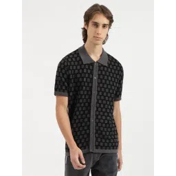 United Colors of Benetton Grey Cotton Relaxed Fit Woven Design Shirt-picture-20