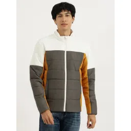 United Colors of Benetton Grey Regular Fit Hooded Neck Color-Blocked Puffer Jacket-picture-24