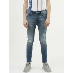 United Colors of Benetton Imperial Blue Cotton Regular Fit Distressed Jeans-picture-45