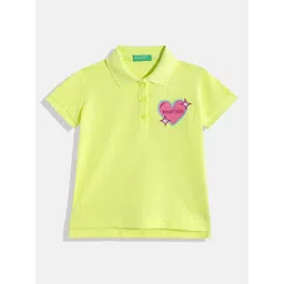 United Colors of Benetton Kids Girls Polo Collar T-Shirt With Applique Detail-picture-47