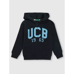 United Colors of Benetton Kids Navy Logo Print Hoodie-picture-44