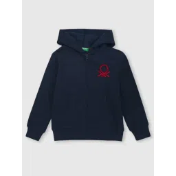United Colors of Benetton Kids Navy Logo Print Hoodie-picture-29