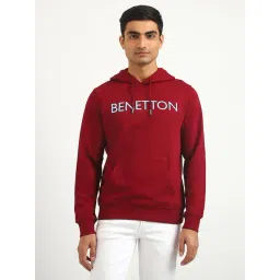 United Colors of Benetton Maroon Slim Fit Hooded Sweatshirt-picture-26