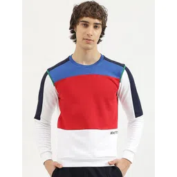 United Colors of Benetton Men Regular Fit Round Neck Colorblock Cotton Sweatshirt-picture-11