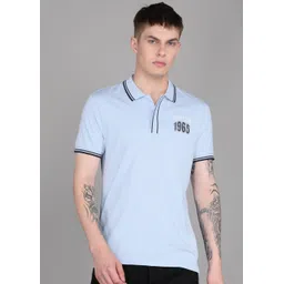 united colors of benetton Men Solid Polo Neck Cotton Blend Blue T-Shirt-picture-14