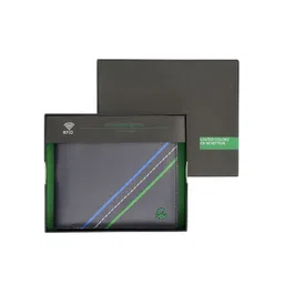 United Colors of Benetton Men Striped Leather Two Fold Wallet image 1