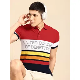 United Colors of Benetton Men Striped Polo Collar T-shirt-picture-29
