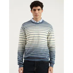 United Colors of Benetton Men Striped Regular Fit Crew Neck Woollen Pullover Sweaters-picture-33