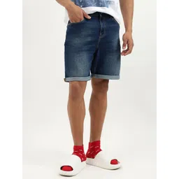 United Colors of Benetton Men Washed Relaxed Fit Mid-Rise Denim Shorts-picture-34
