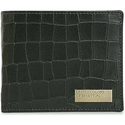 united colors of benetton Men's Multicard Coin Wallet Carlow | Olive Croco-Textured Leather | Regular Size Bi-Fold for Expanded Card Capacity-picture-11