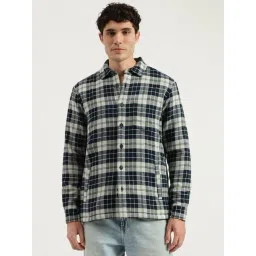 United Colors Of Benetton Navy Cotton Regular Fit Checks Shacket-picture-10