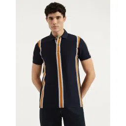 United Colors Of Benetton Navy Cotton Regular Fit Striped Polo T-Shirt-picture-15