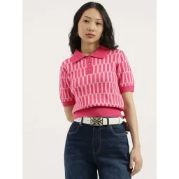 United Colors Of Benetton Pink Cotton Regular Fit Printed Polo Top-picture-18