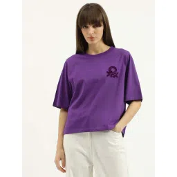 United Colors Of Benetton Purple Cotton Regular Fit T-Shirt-image-47