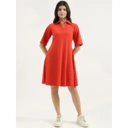 United Colors of Benetton Red Solid A Line Dress-picture-42