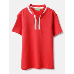 United Colors of Benetton Regular Fit Polo Neck Textured T-Shirt-picture-29
