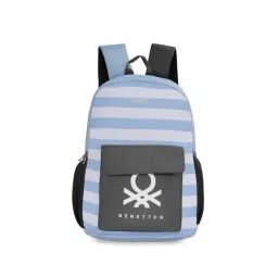 United Colors of Benetton Rey Light Blue & Grey Polyester Striped Backpack-picture-34