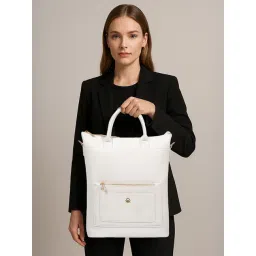 United Colors of Benetton Roberta Ivory Textured Laptop Tote-picture-40