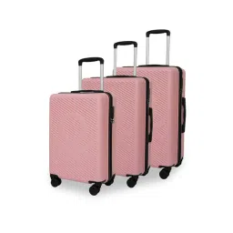 United Colors of Benetton Rose Pink Glide Large Hard Sided Checked Luggage Set of 3- 55.5,65,74.5cm-picture-27