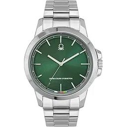 united colors of benetton Signature Analog Watch for Man with Green Round Dial & Silver Stainless Steel Bracelet Band Water Resistant Men's Wrist Watches - UWUCG2100-picture-12