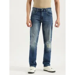 United Colors of Benetton Solid Straight Fit Vintage Mid Blue Jeans-picture-13