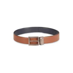 United Colors Of Benetton Tan & Navy Textured Leather Reversible Belt For Men-picture-41
