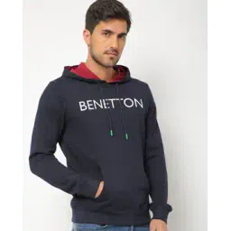 united colors of benetton Typographic Print Slim Fit Hoodie with Kangaroo Pocket-picture-21