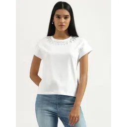 United Colors of Benetton White Cotton Embellished T-Shirt-picture-25