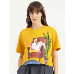 United Colors of Benetton Women Graphic Printed Round Neck Cotton Oversized T-shirt-picture-18