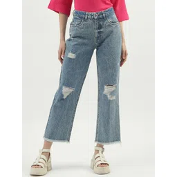 United Colors of Benetton Women High-Rise Mildly Distressed Cotton Cropped Jeans-picture-40