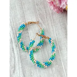 UNIVERSITY TRENDZ Gold-Plated Beaded Classic Hoop Earrings-picture-30