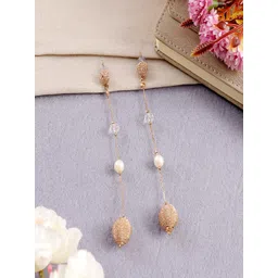 UNIVERSITY TRENDZ Gold-Plated Classic Beaded Drop Earrings-picture-37