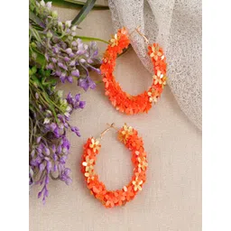 UNIVERSITY TRENDZ Gold-Plated Floral Hoop Earrings-picture-21