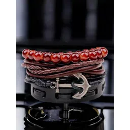 UNIVERSITY TRENDZ Men 4 Leather Antique Wraparound Bracelet-picture-16