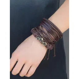 UNIVERSITY TRENDZ Men 4 Leather Antique Wraparound Bracelet-picture-12