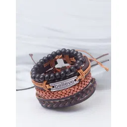 UNIVERSITY TRENDZ Men 4 Leather Antique Wraparound Bracelet-picture-16
