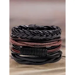 UNIVERSITY TRENDZ Men 4 Leather Antique Wraparound Bracelet-picture-17