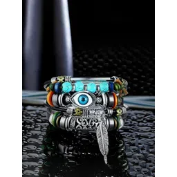 UNIVERSITY TRENDZ Men 4 Leather Antique Wraparound Bracelet-picture-10