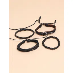 UNIVERSITY TRENDZ Men 4 Leather Antique Wraparound Bracelet image 1