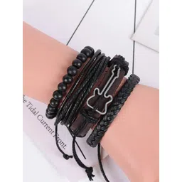 UNIVERSITY TRENDZ Men 4 Leather Antique Wraparound Bracelet image 4