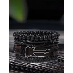 UNIVERSITY TRENDZ Men 4 Leather Antique Wraparound Bracelet image 5