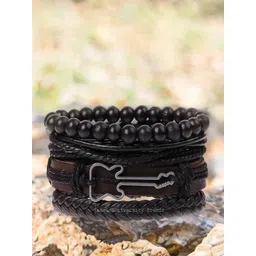 UNIVERSITY TRENDZ Men 4 Leather Antique Wraparound Bracelet image 3