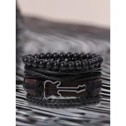 UNIVERSITY TRENDZ Men 4 Leather Antique Wraparound Bracelet image 2