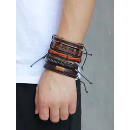 UNIVERSITY TRENDZ Men 6 Leather Antique Multistrand Bracelet-picture-17