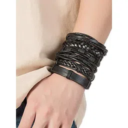 UNIVERSITY TRENDZ Men 6 Leather Antique Wraparound Bracelet-picture-10