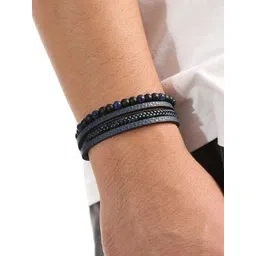 UNIVERSITY TRENDZ Men Beaded Leather Multistrand Bracelet-picture-14