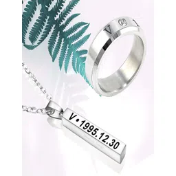 UNIVERSITY TRENDZ Set Of 2 Silver-Plated KPOP BTS V Pendant & Ring-picture-26